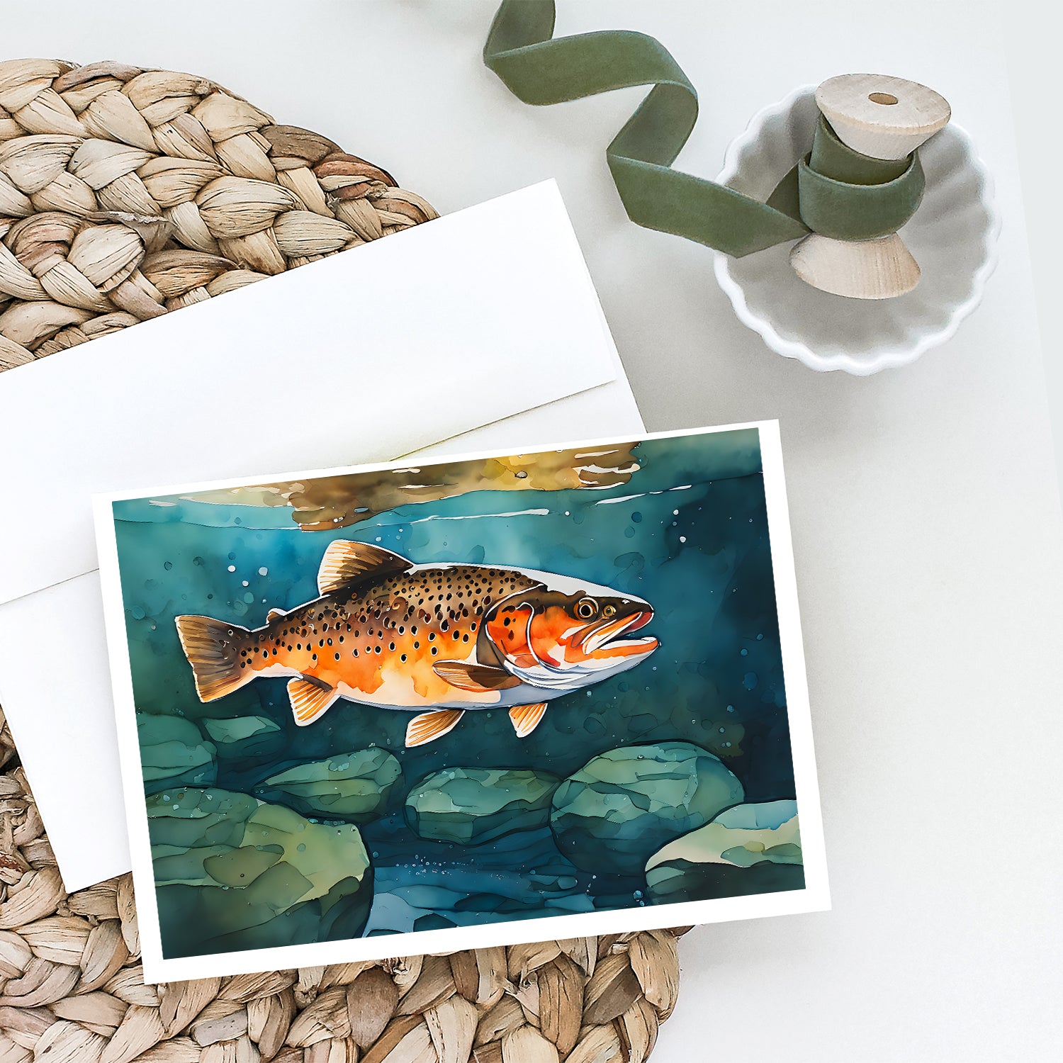 Brown Trout Greeting Cards Pack of 8