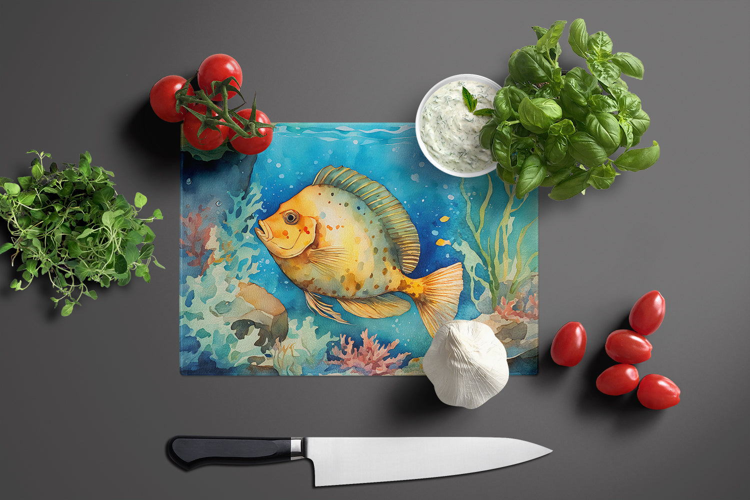 Flounder Glass Cutting Board Large