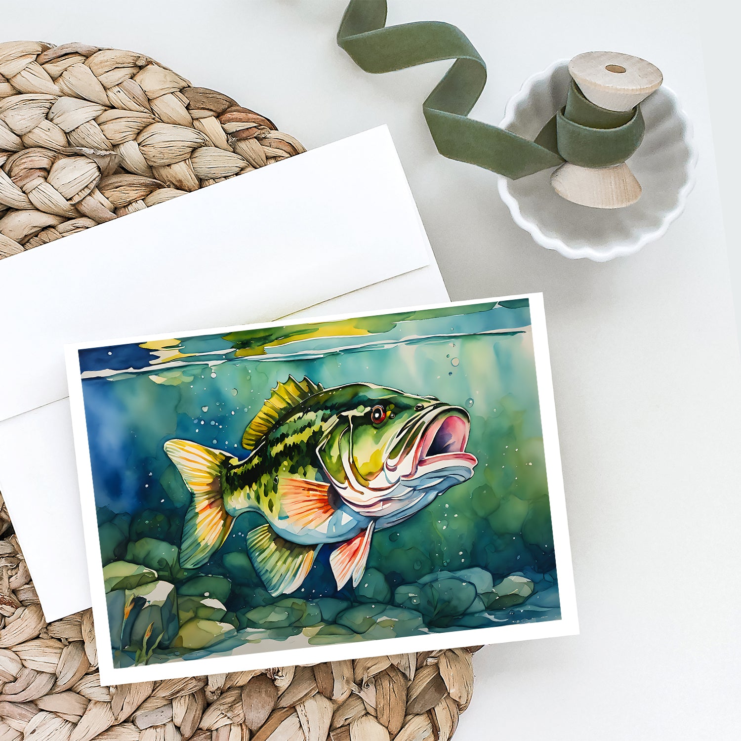 Largemouth Bass Greeting Cards Pack of 8