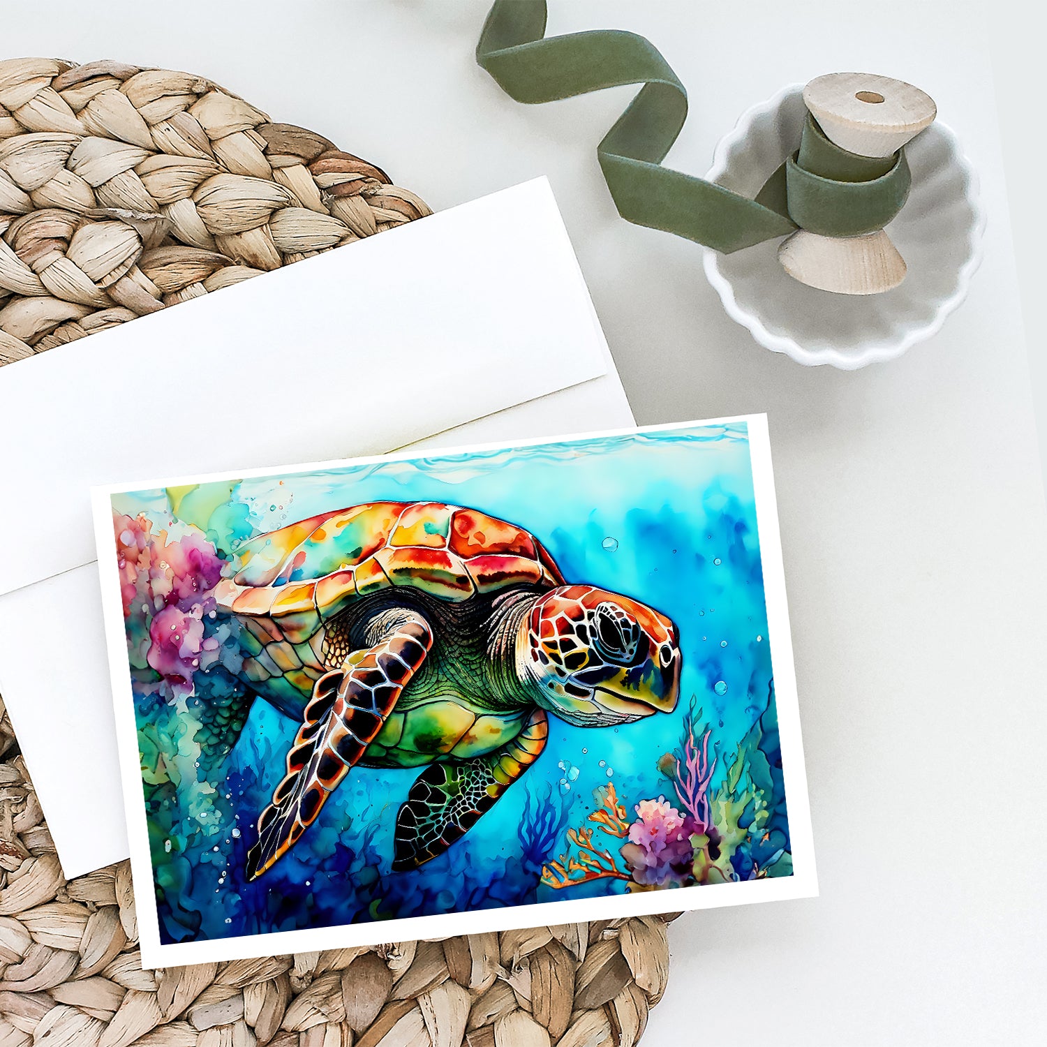Loggerhead Sea Turtle Greeting Cards Pack of 8