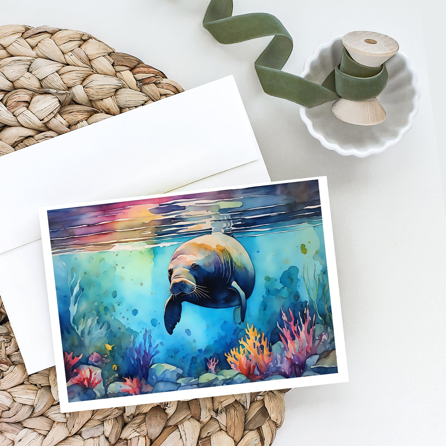 Manatee Greeting Cards Pack of 8