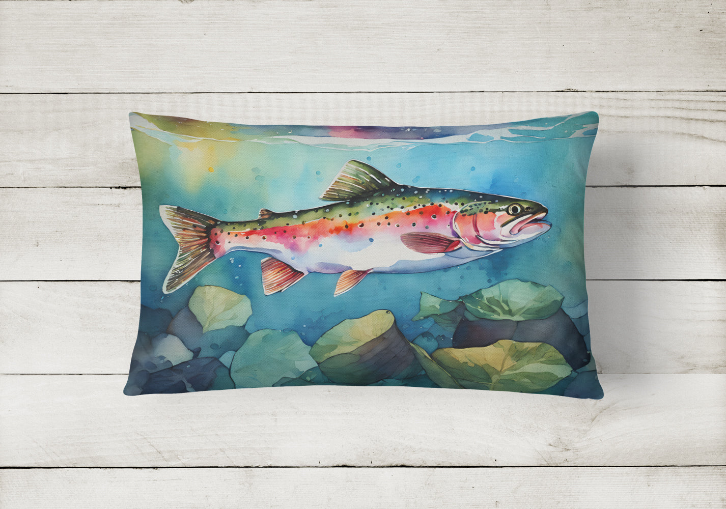 Caroline's Treasures Rainbow Trout Throw Pillow