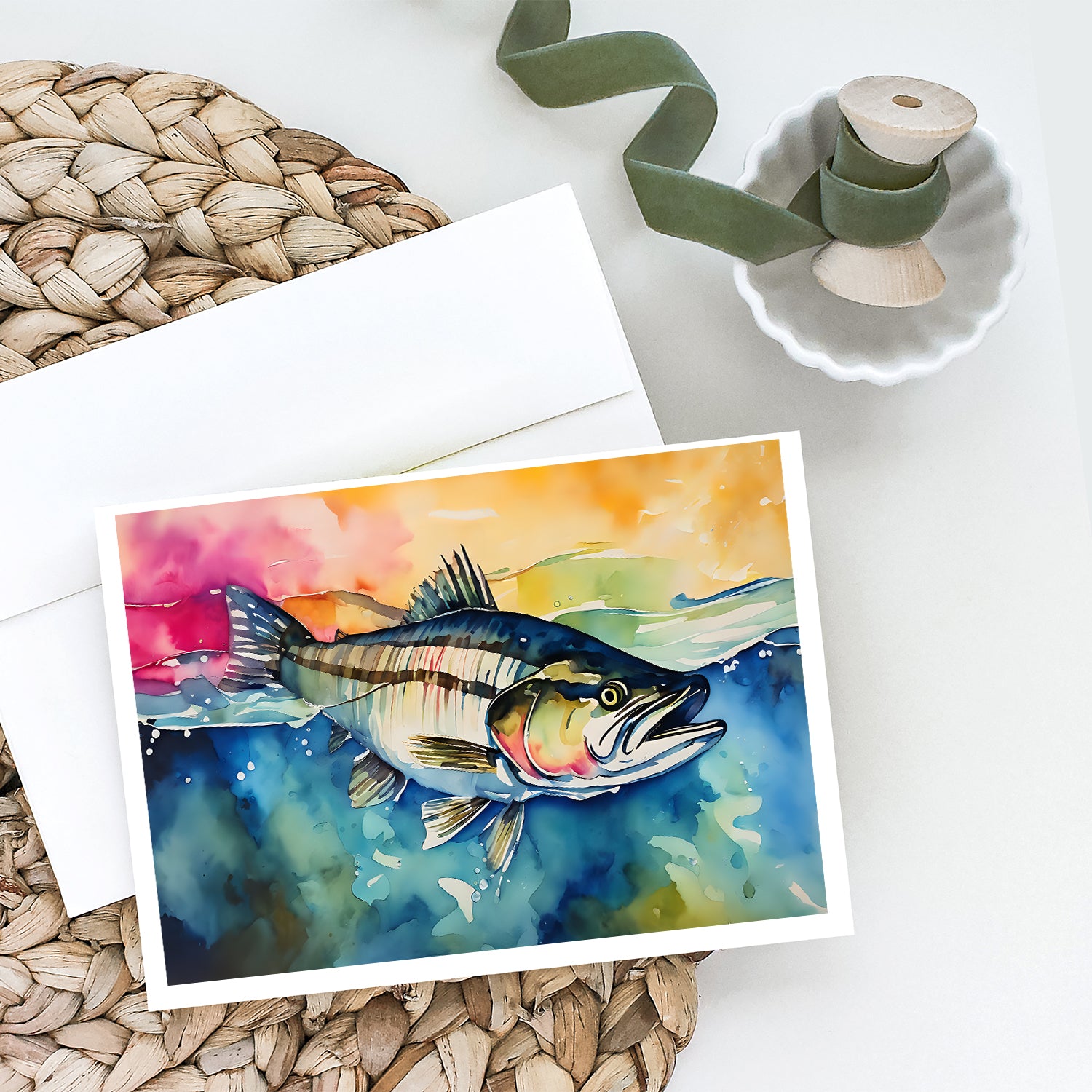 Striped Bass Greeting Cards Pack of 8
