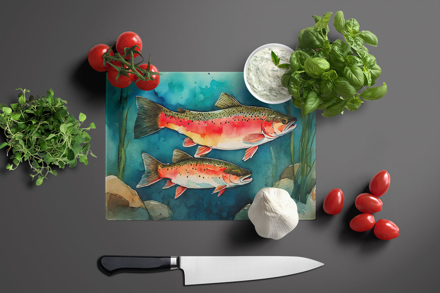 Trout Glass Cutting Board Large