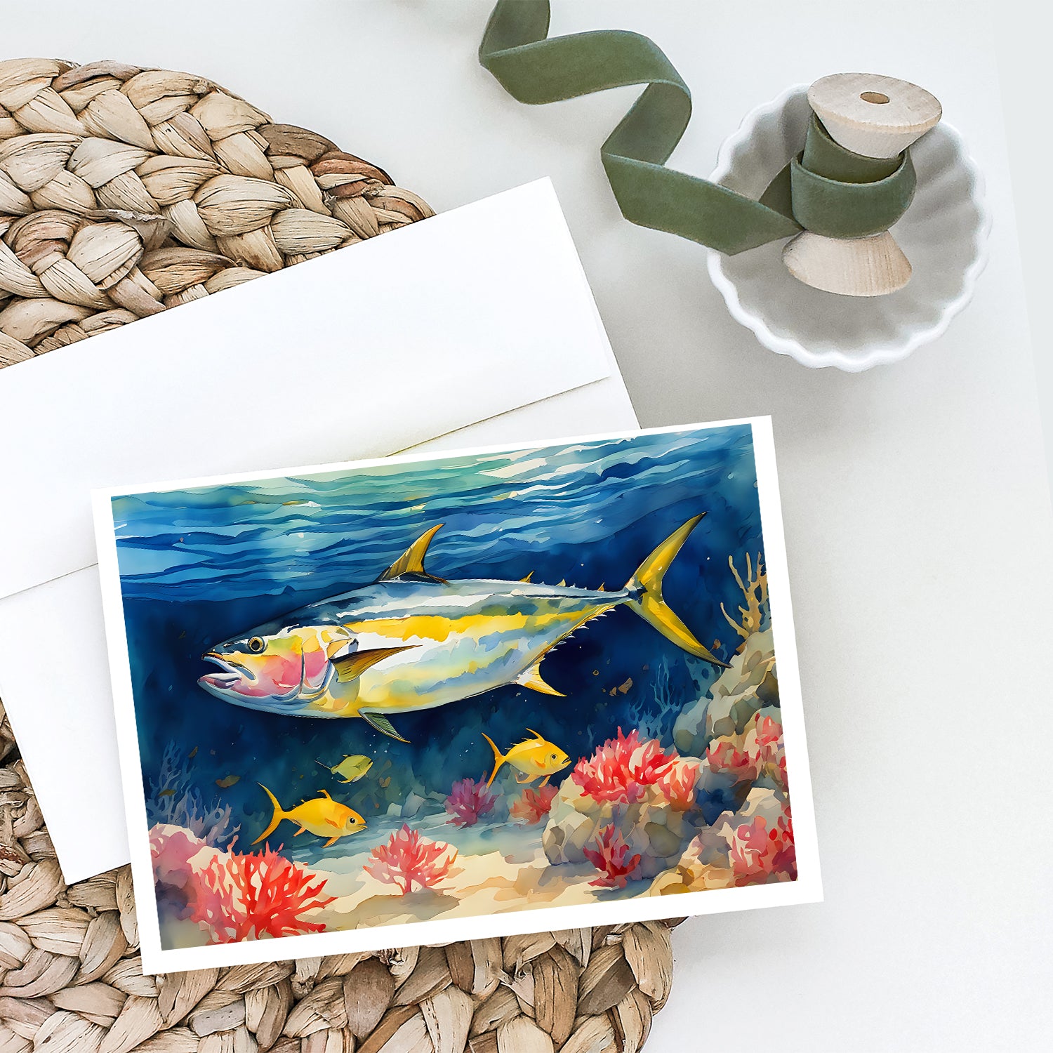Yellowfin Tuna Greeting Cards Pack of 8