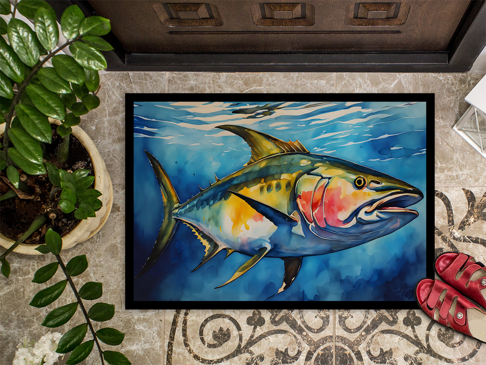 Caroline's Treasures Yellowfin Tuna Doormat - Large 24x36 – Indoor/Outdoor Floor Mat with Artistic Flair