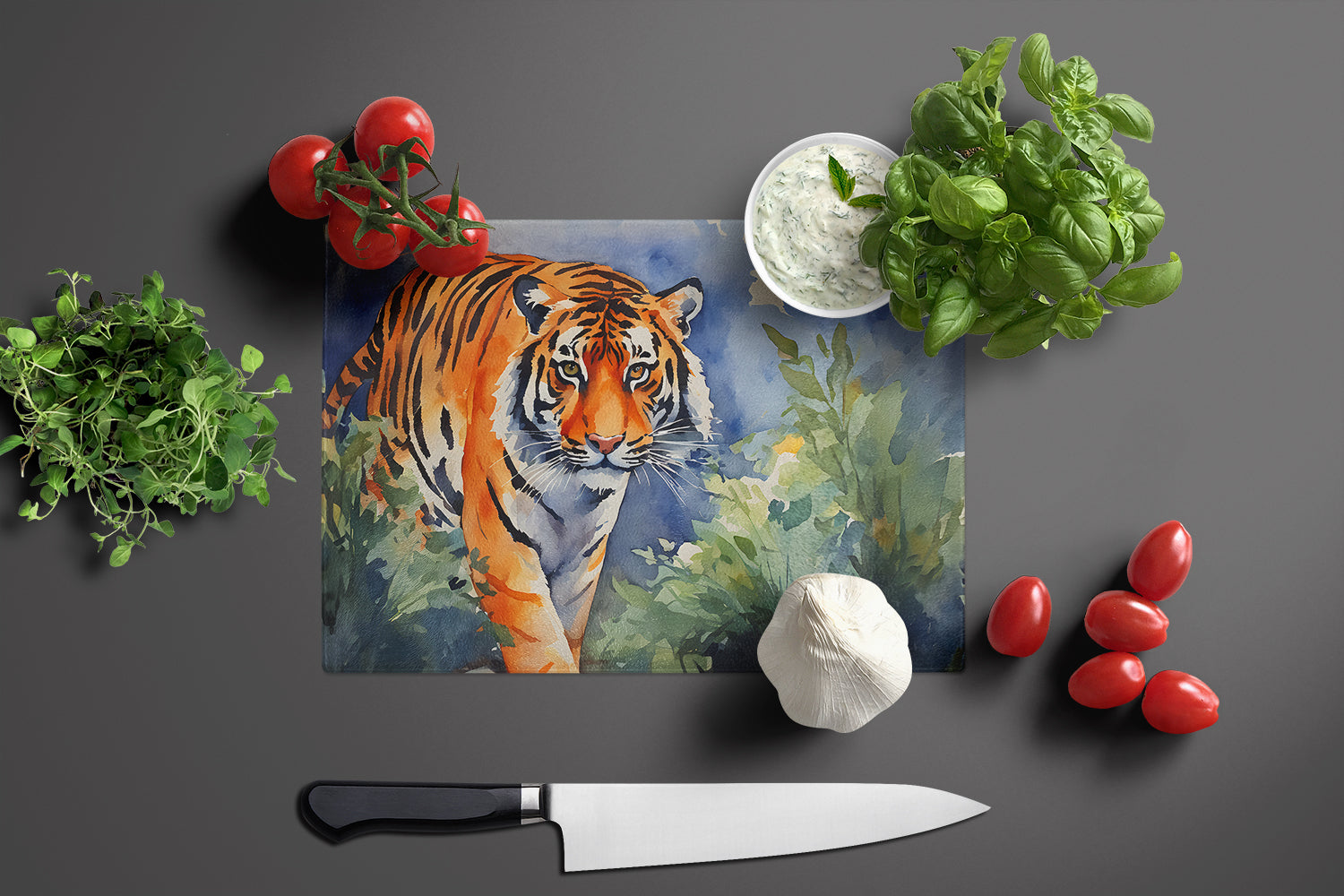 Bengal Tiger Glass Cutting Board Large