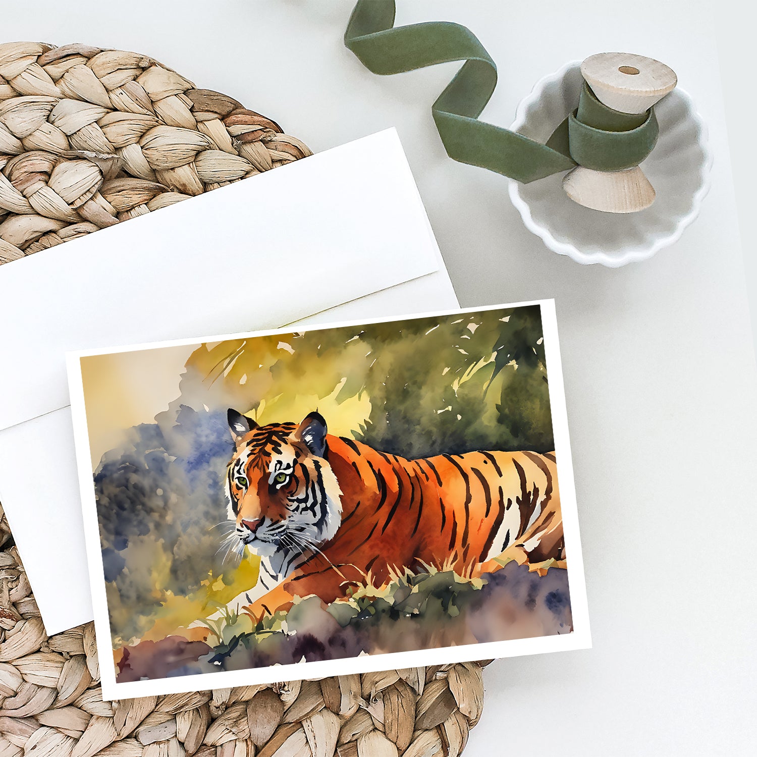 Caroline's Treasures Bengal Tiger Greeting Cards - Blank Note Cards – 8-Pack of Artist-Designed Cards with Envelopes