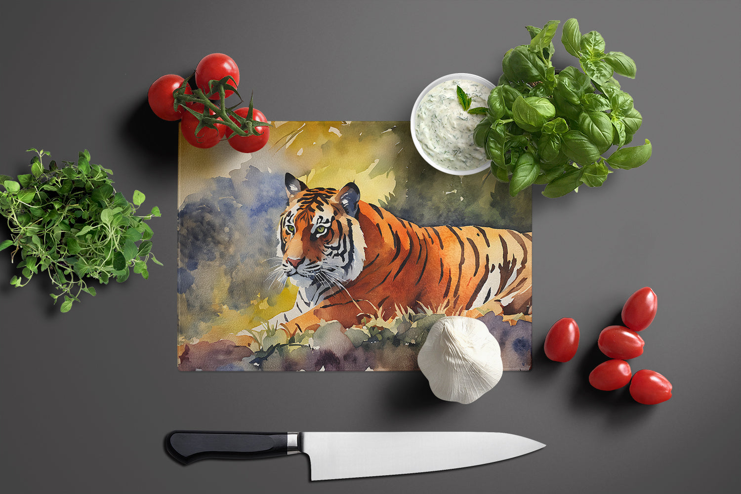 Bengal Tiger Glass Cutting Board Large