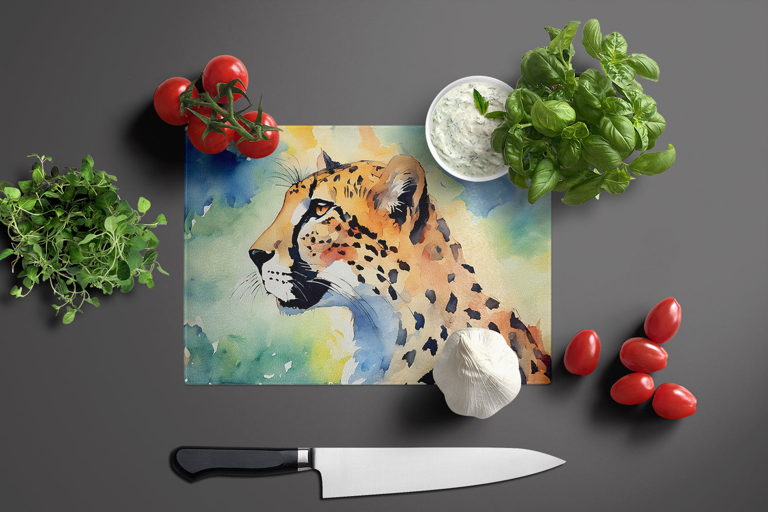 Cheetah Glass Cutting Board Large
