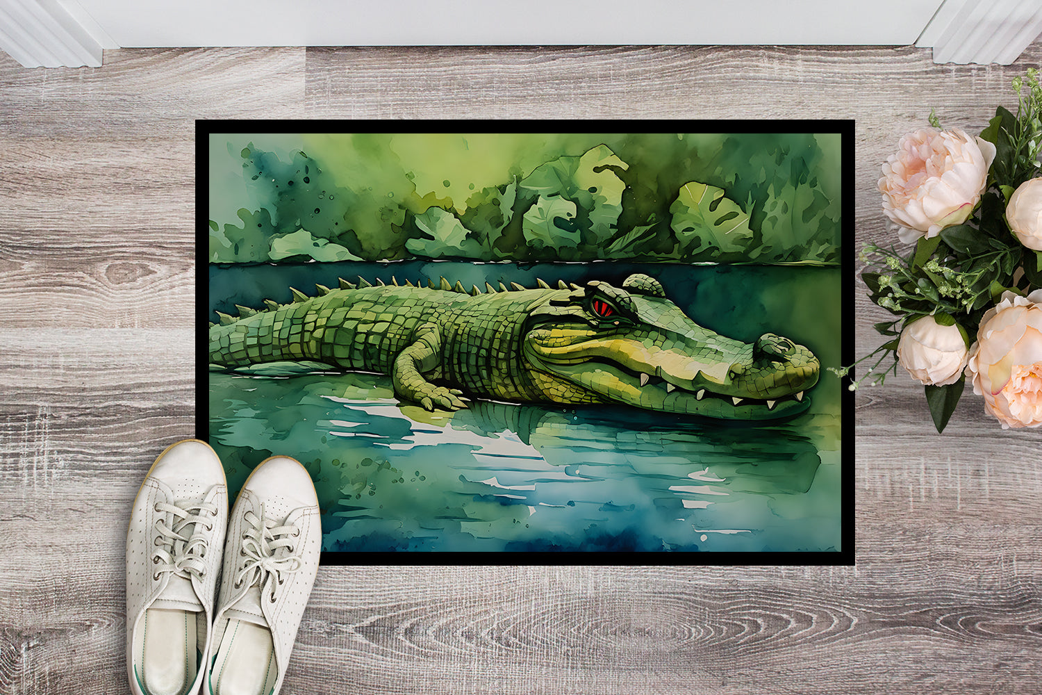 Caroline's Treasures Crocodile Doormat - Large 24x36 – Indoor/Outdoor Floor Mat with Artistic Flair