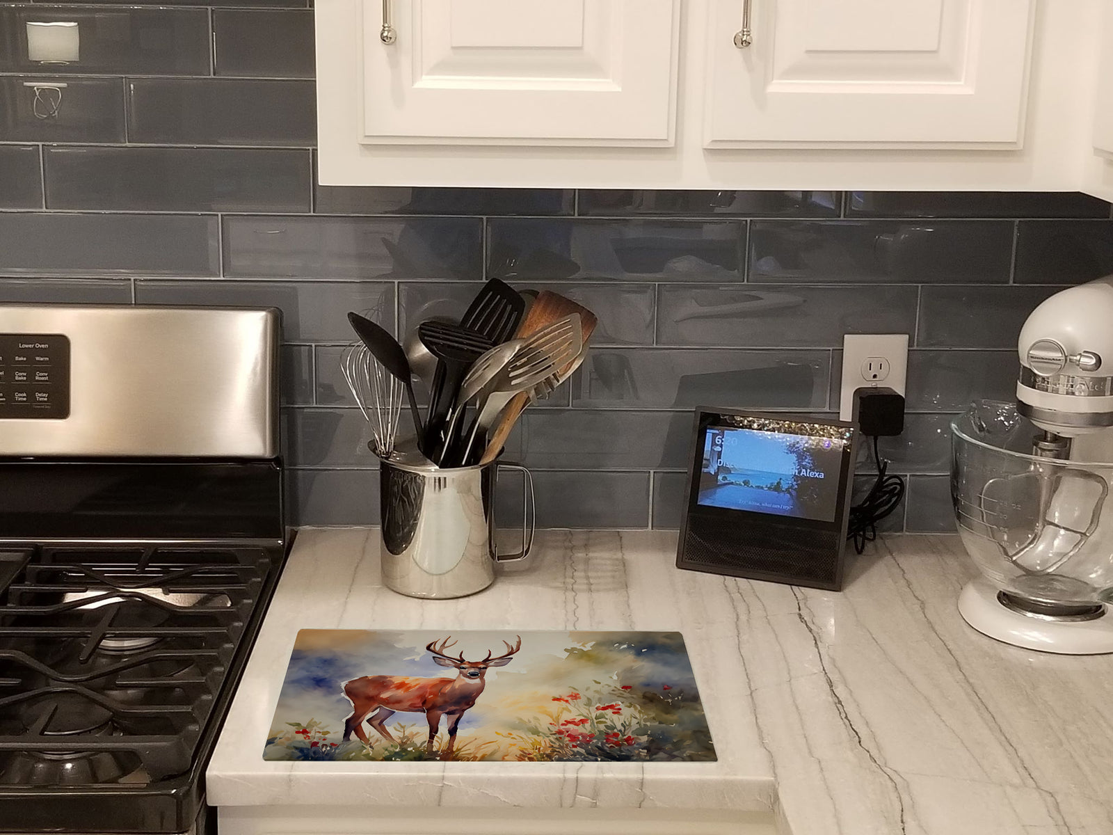 Caroline's Treasures Deer Glass Cutting Boards – Durable, Decorative Kitchen Art Large