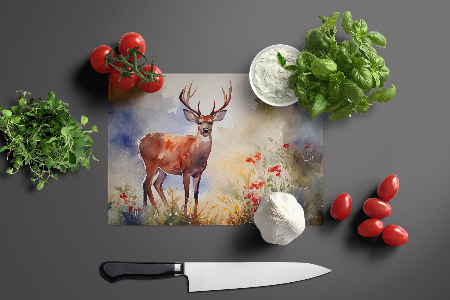 Caroline's Treasures Deer Glass Cutting Boards – Durable, Decorative Kitchen Art Large