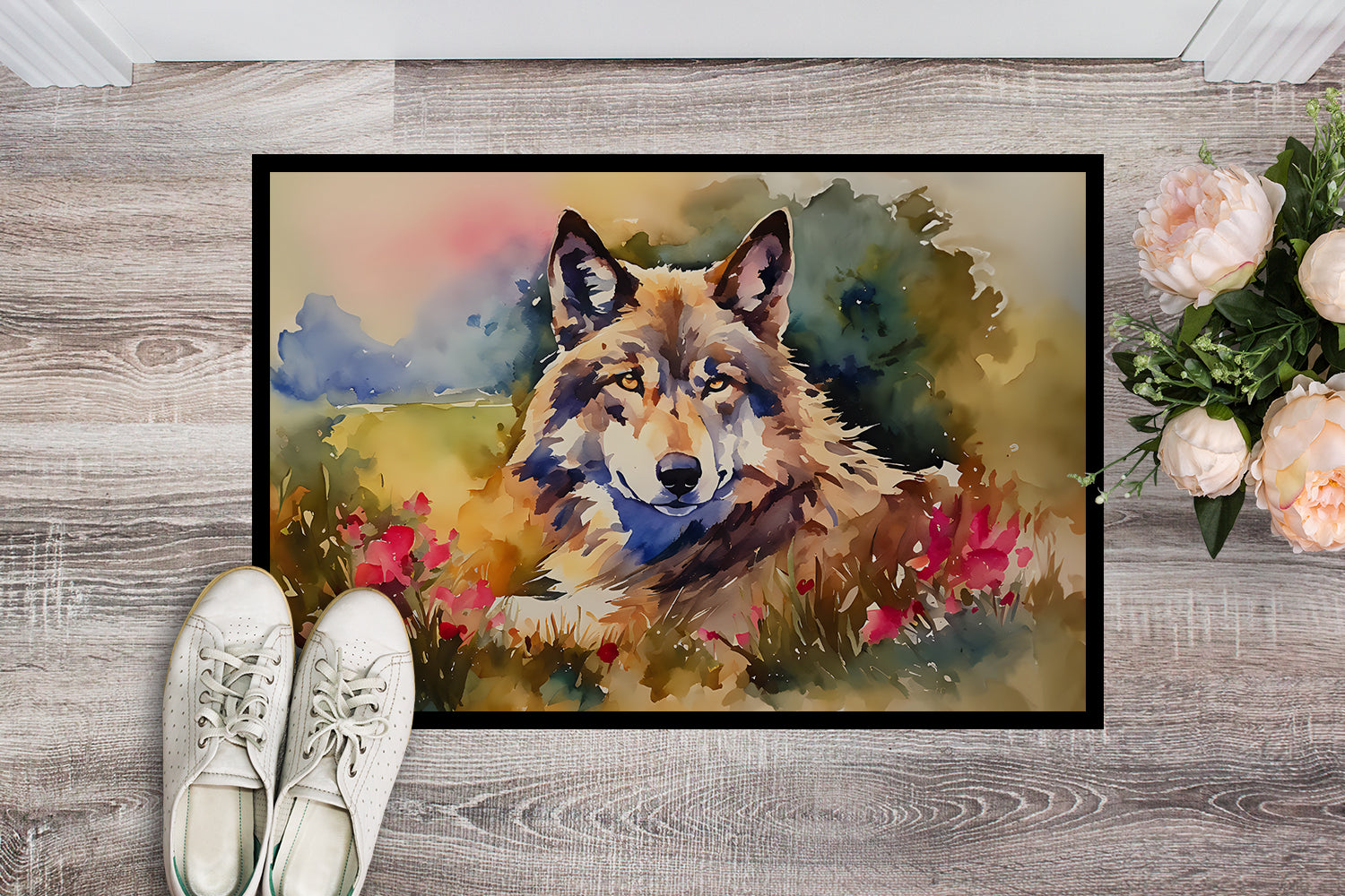 Caroline's Treasures Wolves Wolf Doormat - 18X27 Indoor / Outdoor Rug | Made in USA