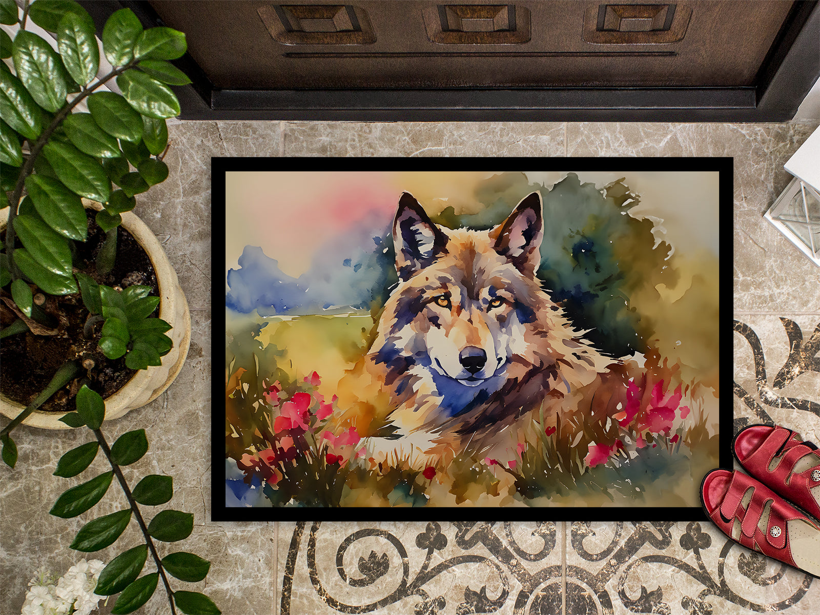 Caroline's Treasures Wolves Wolf Doormat - 18X27 Indoor / Outdoor Rug | Made in USA