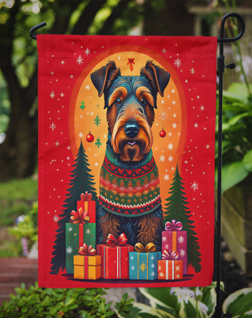 Airedale Terrier Holiday Christmas Garden Flag