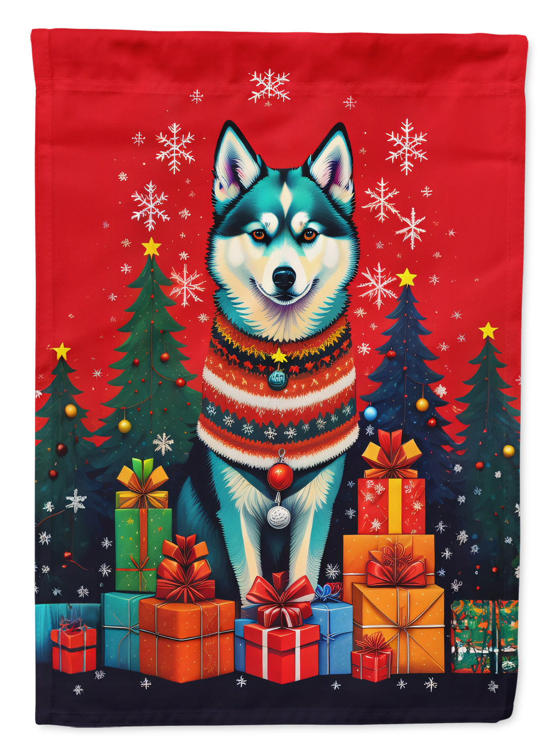 Buy this Alaskan Klee Kai Holiday Christmas House Flag