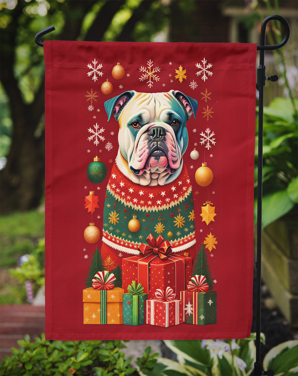 American Bulldog Holiday Christmas Garden Flag