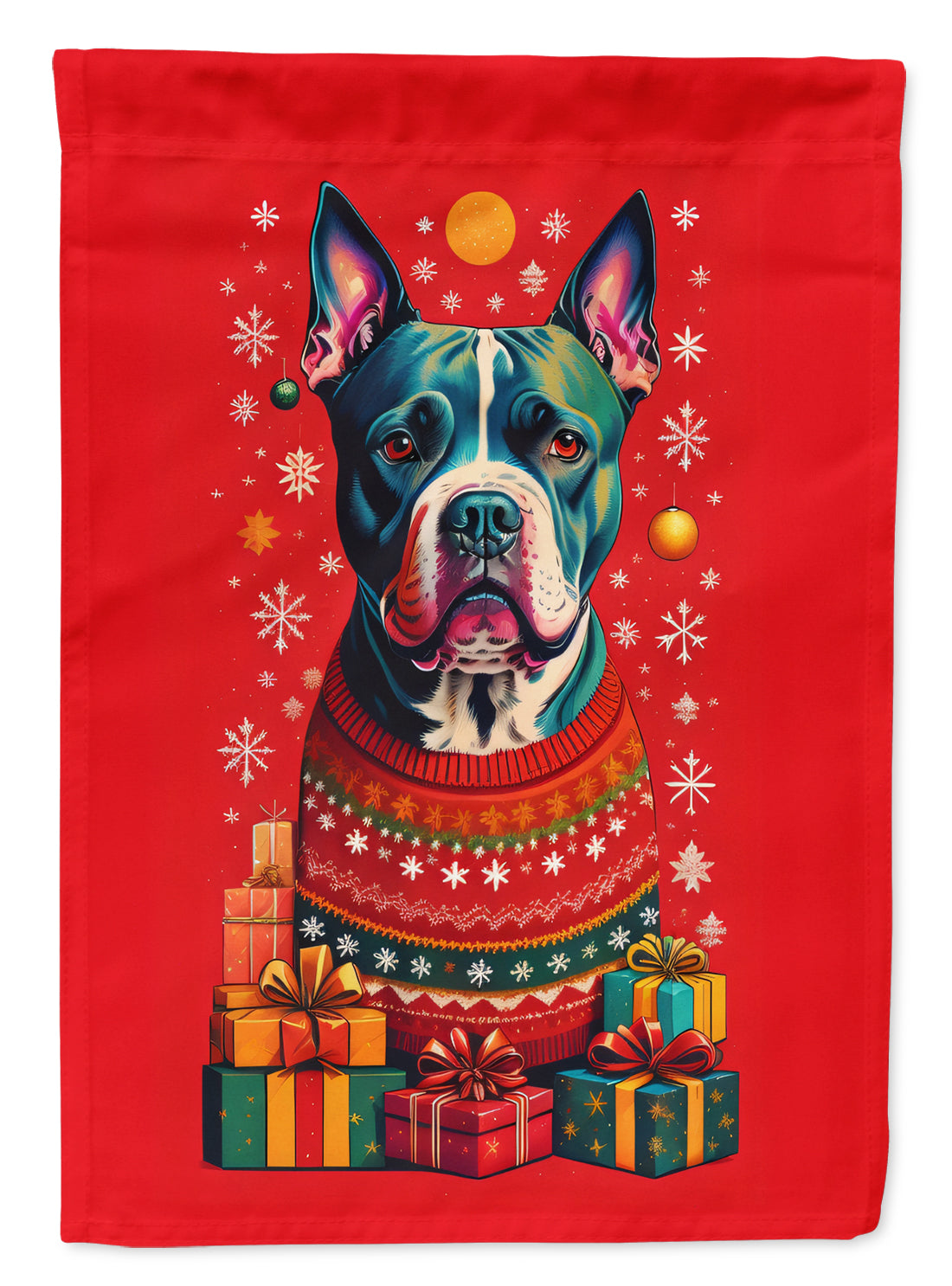 Buy this Staffordshire Bull Terrier Holiday Christmas House Flag