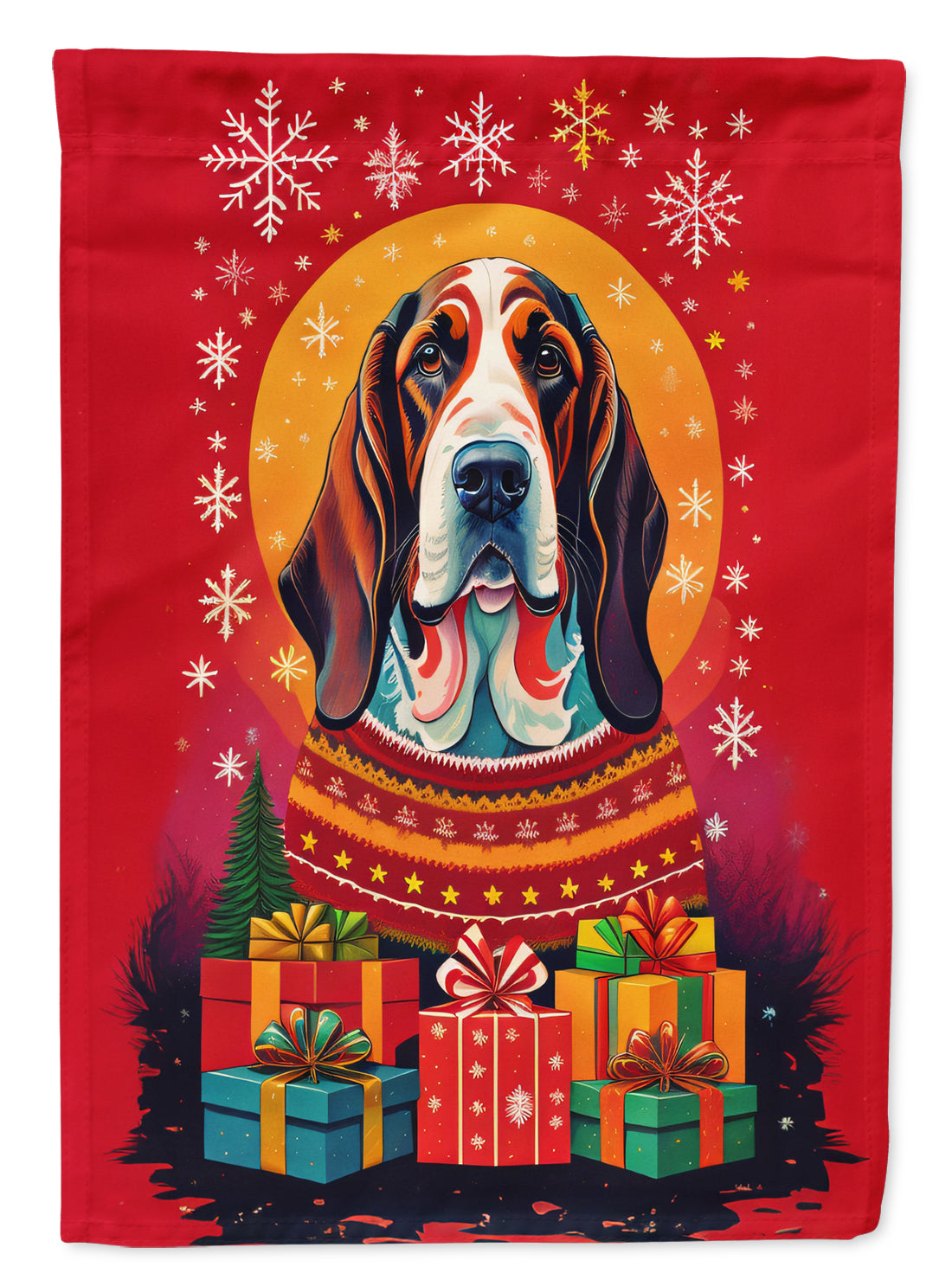 Buy this Basset Hound Holiday Christmas House Flag