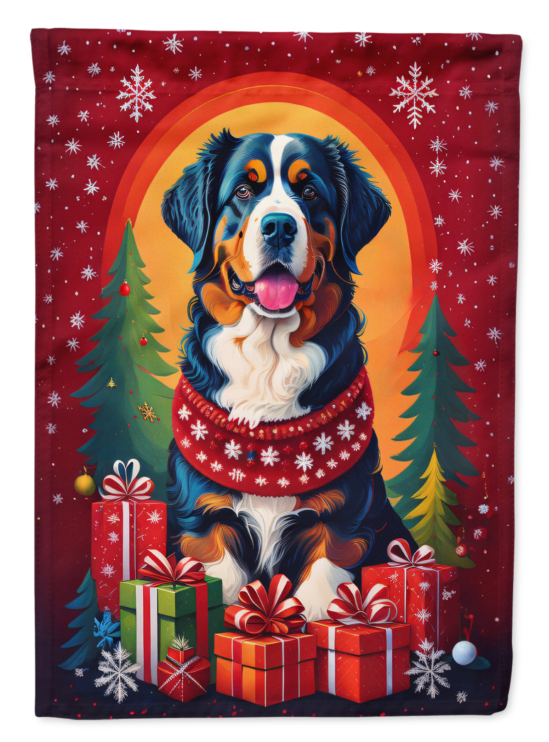 Buy this Bernese Mountain Dog Holiday Christmas House Flag
