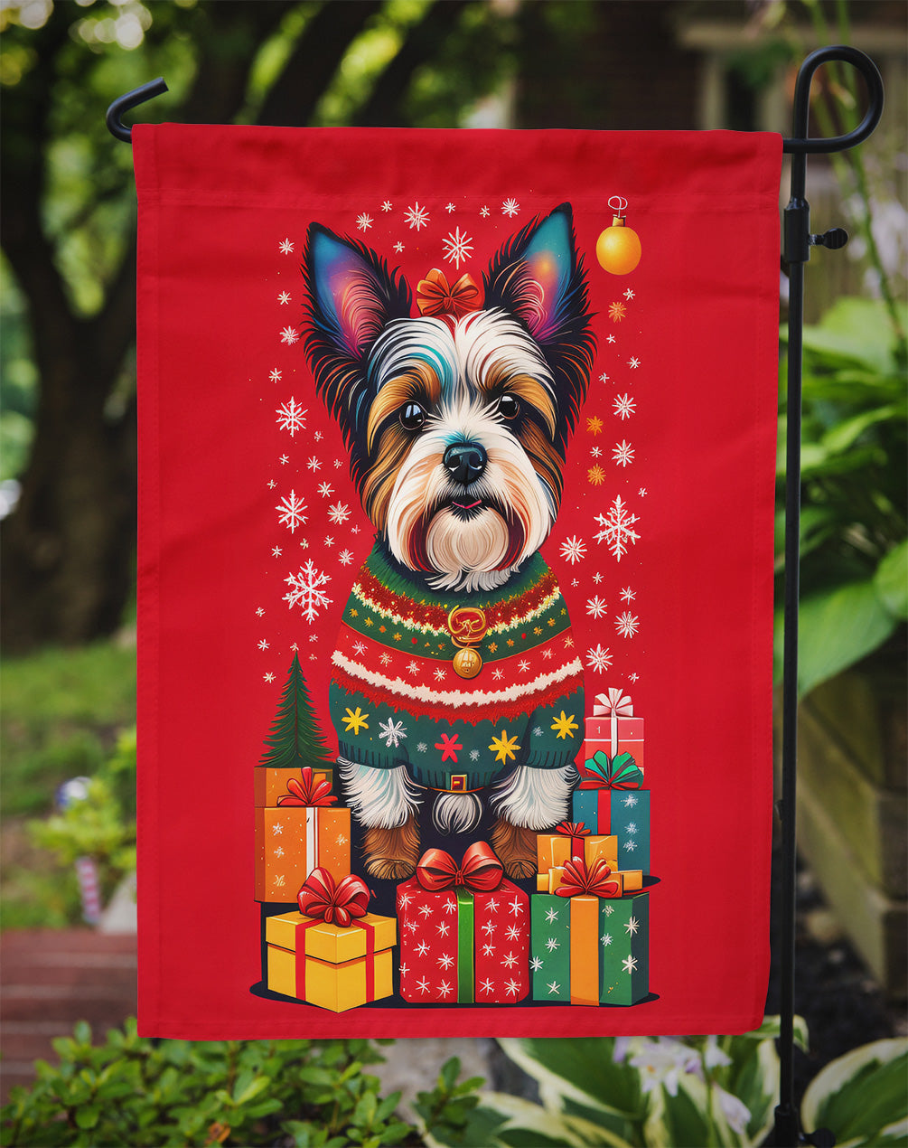 Biewer Terrier Holiday Christmas Garden Flag