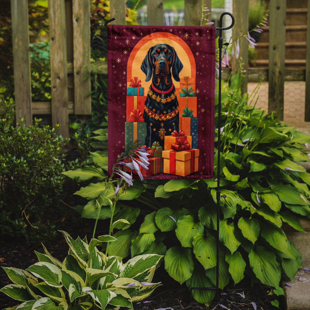 Buy this Black and Tan Coonhound Holiday Christmas Garden Flag