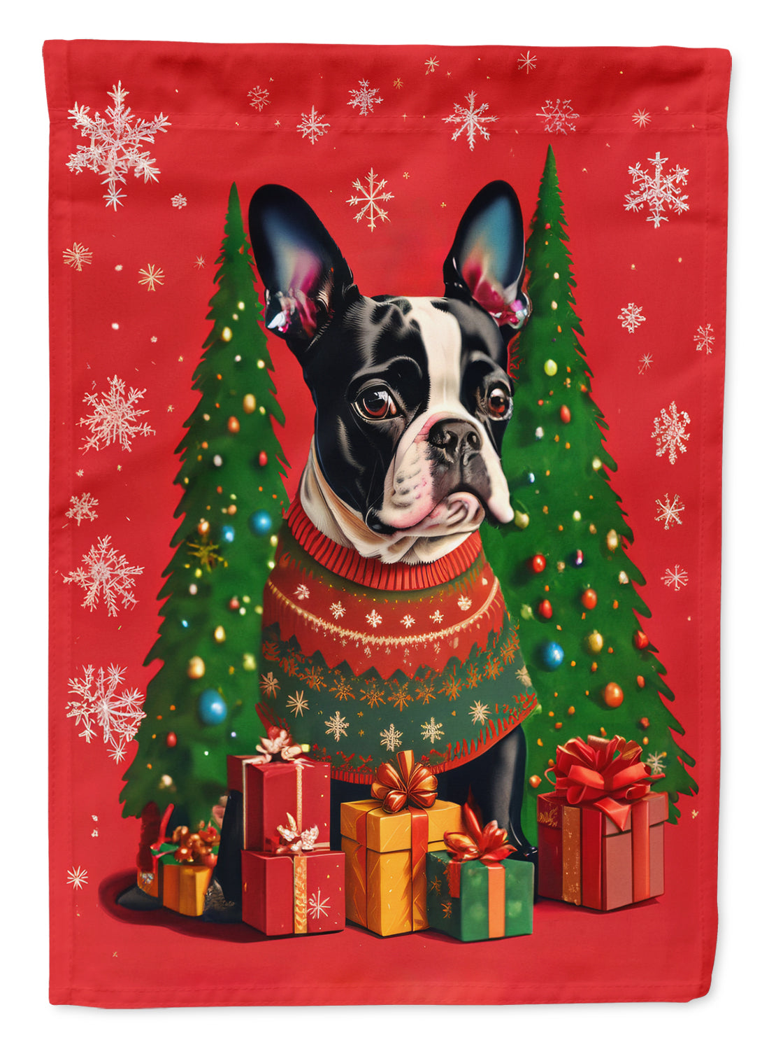 Buy this Boston Terrier Holiday Christmas House Flag