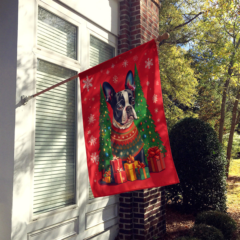 Boston Terrier Holiday Christmas House Flag