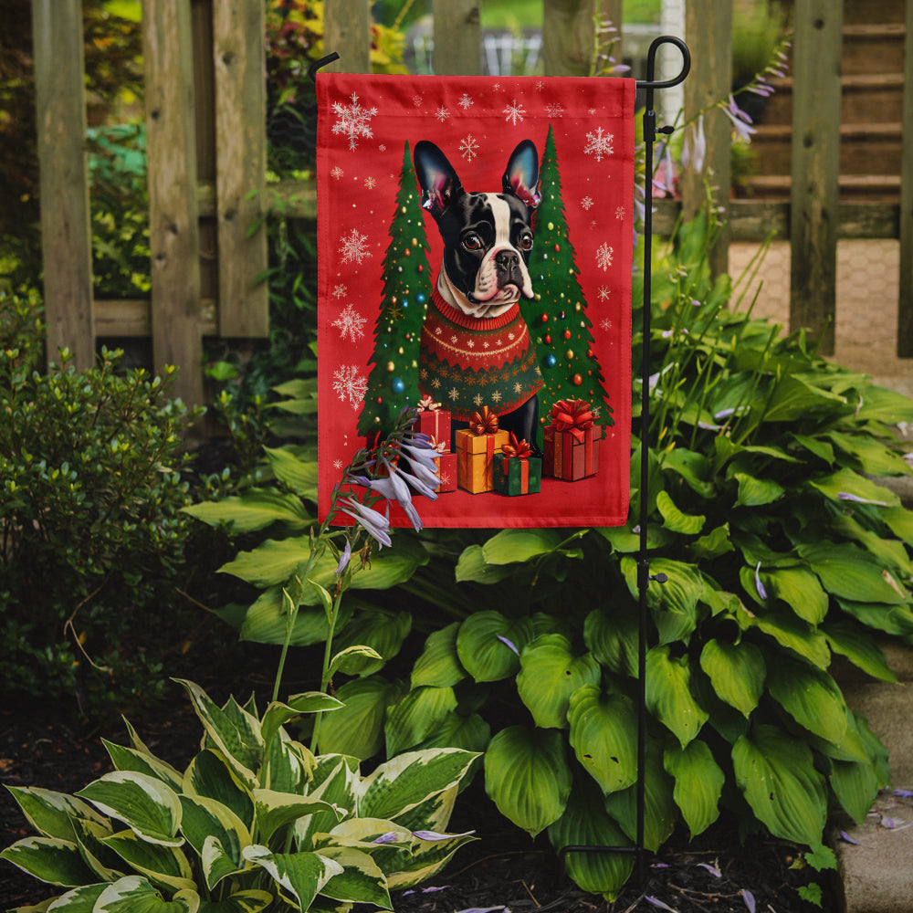 Boston Terrier Holiday Christmas Garden Flag