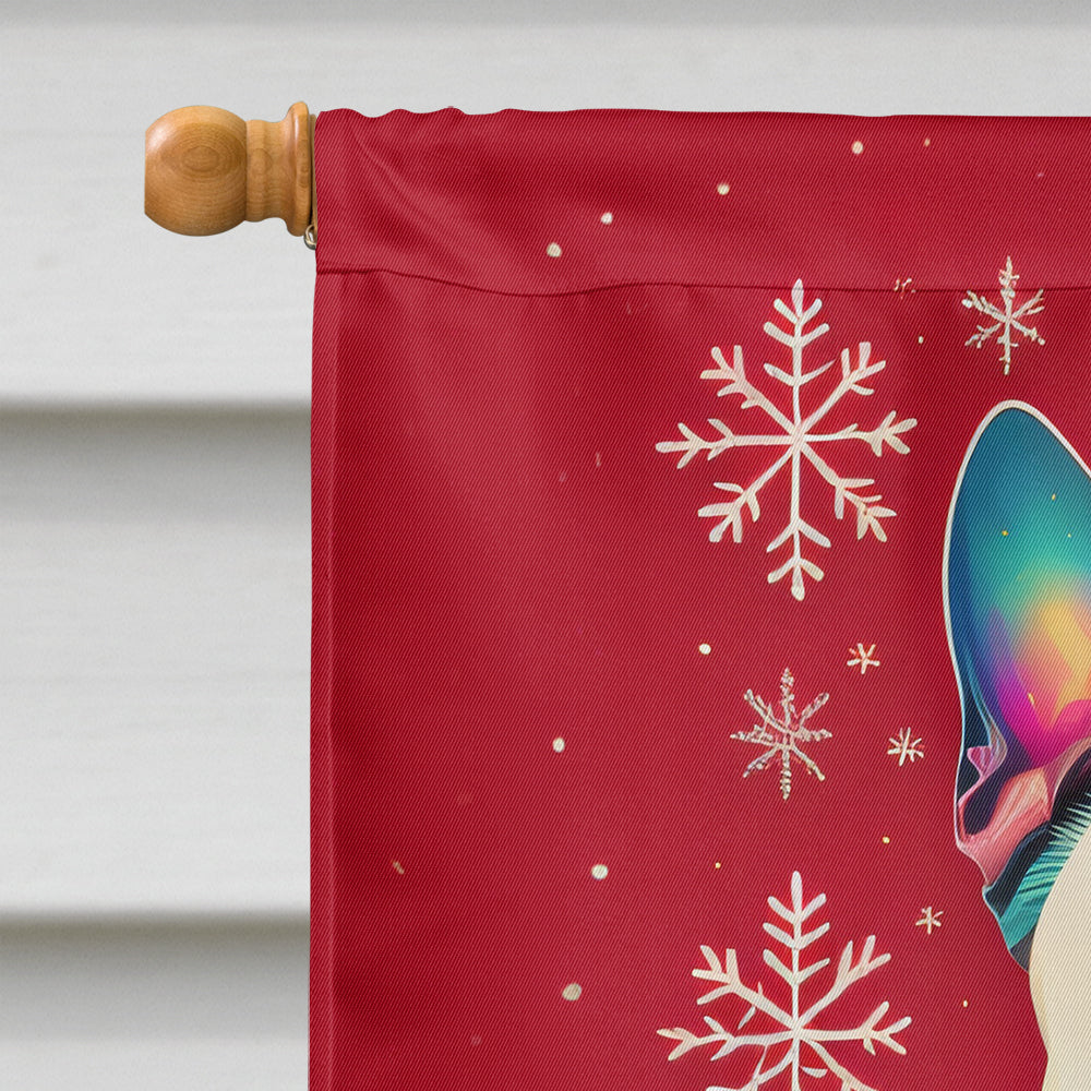 White Boxer Cropped Ears Holiday Christmas House Flag