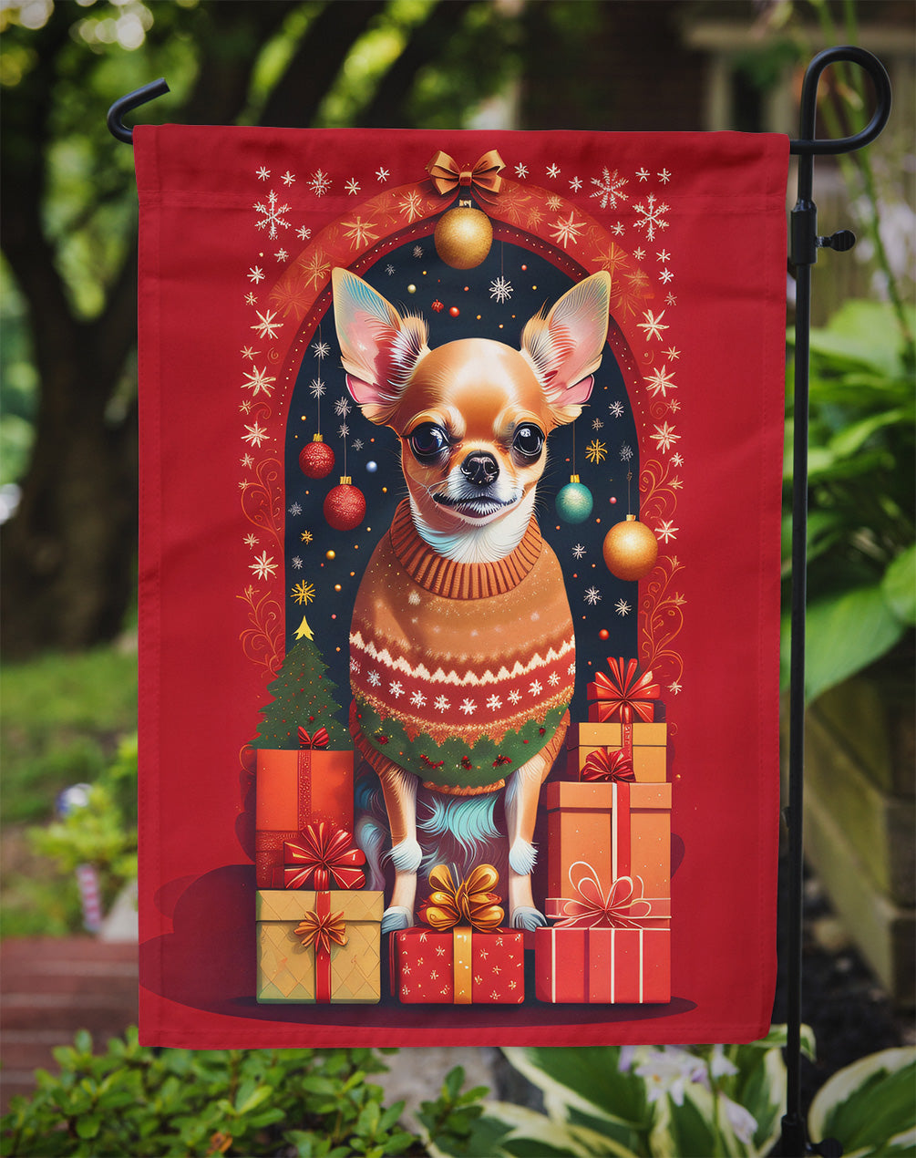 Chihuahua Holiday Christmas Garden Flag
