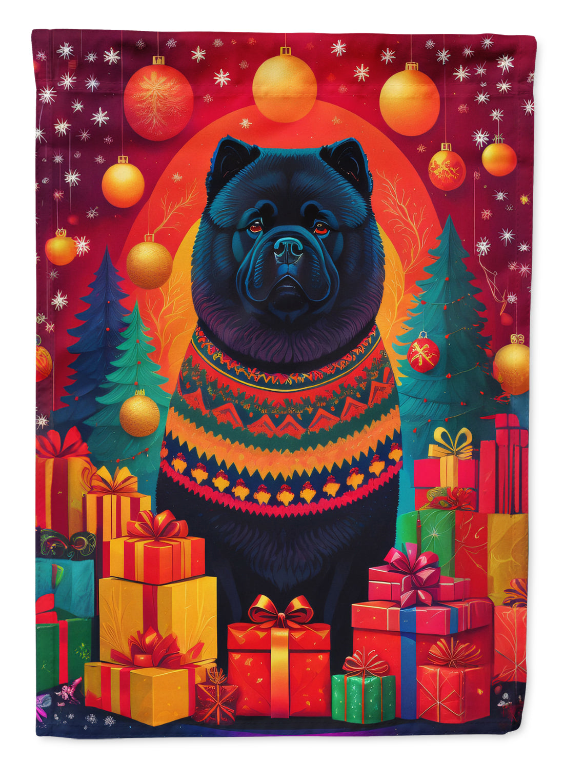Buy this Black Chow Chow Holiday Christmas House Flag