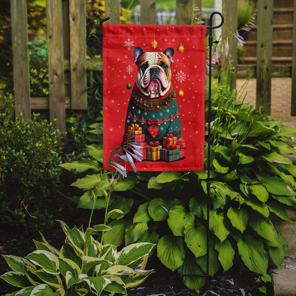 English Bulldog Holiday Christmas Garden Flag