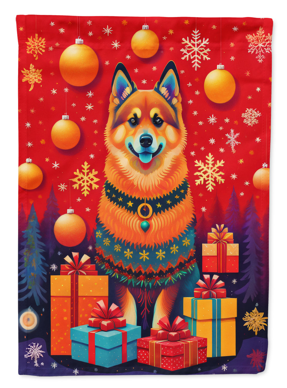 Buy this Finnish Spitz Holiday Christmas House Flag
