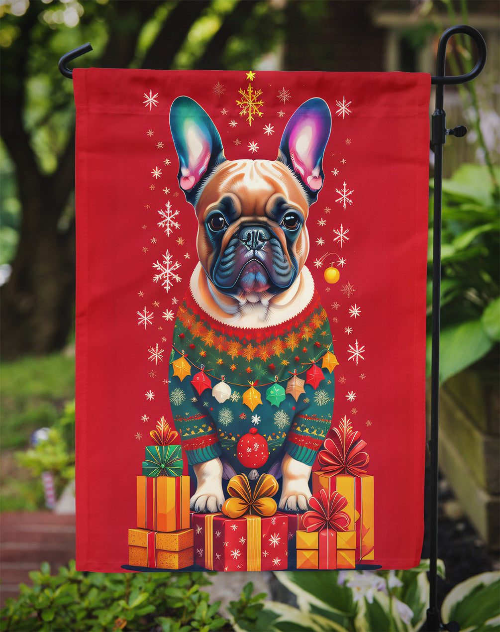 French Bulldog Holiday Christmas Garden Flag