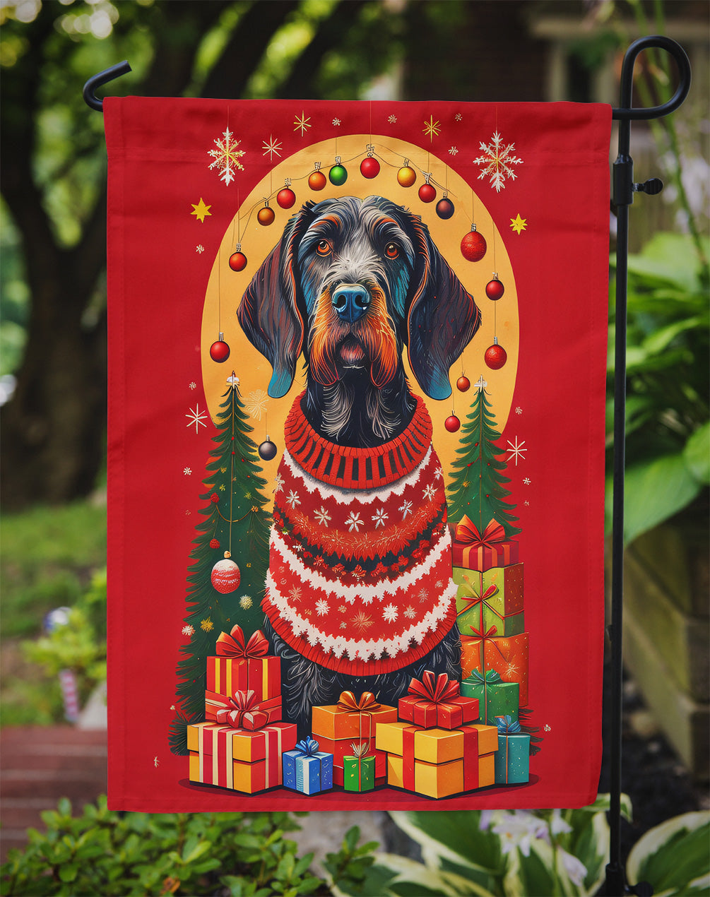 German Wirehaired Pointer Holiday Christmas Garden Flag
