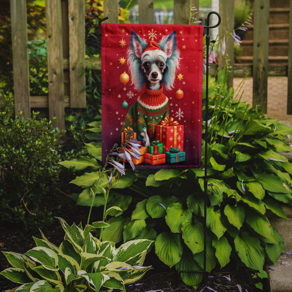 Chinese Crested Holiday Christmas Garden Flag