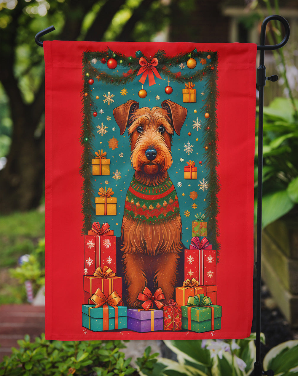 Irish Terrier Holiday Christmas Garden Flag