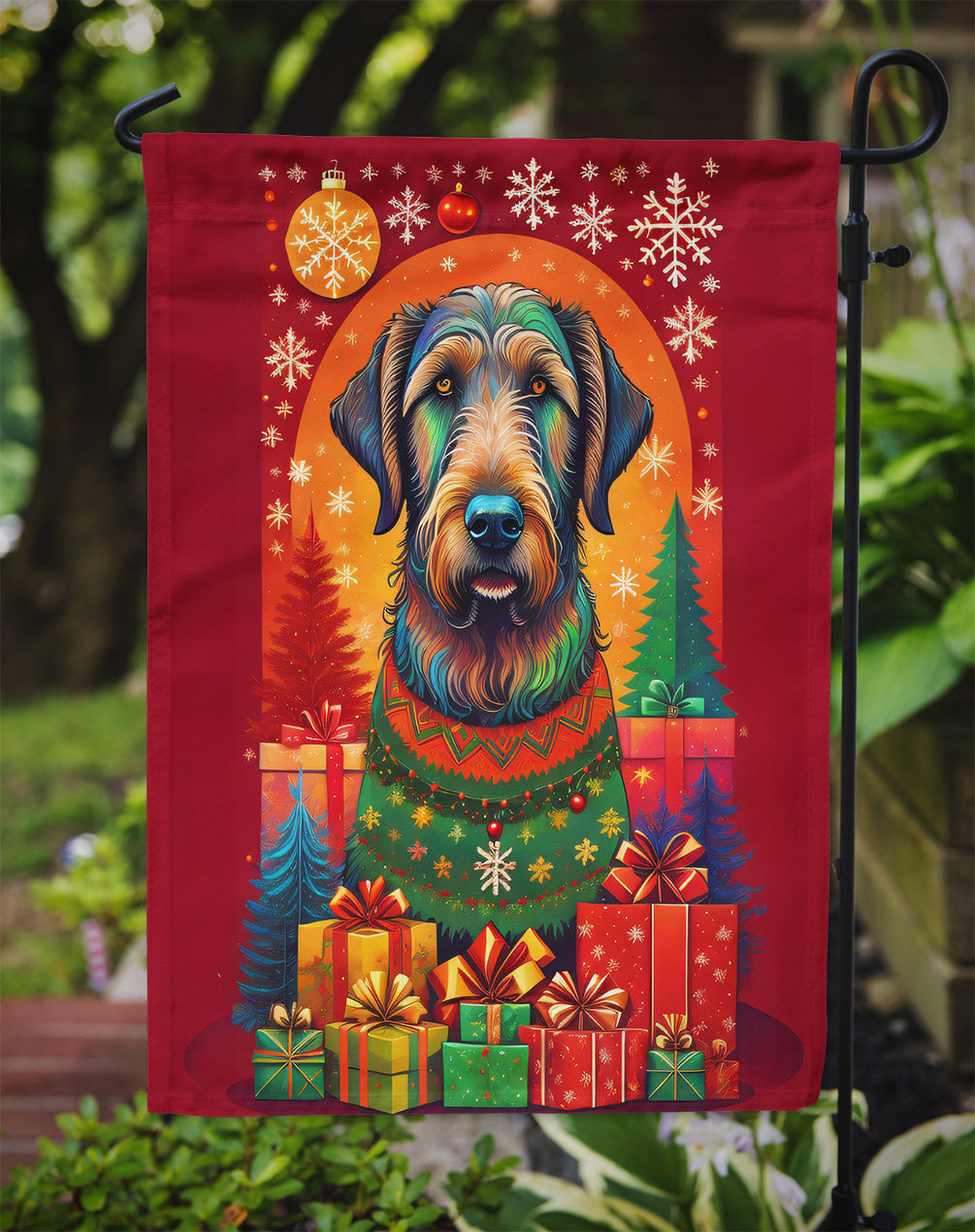 Irish Wolfhound Holiday Christmas Garden Flag