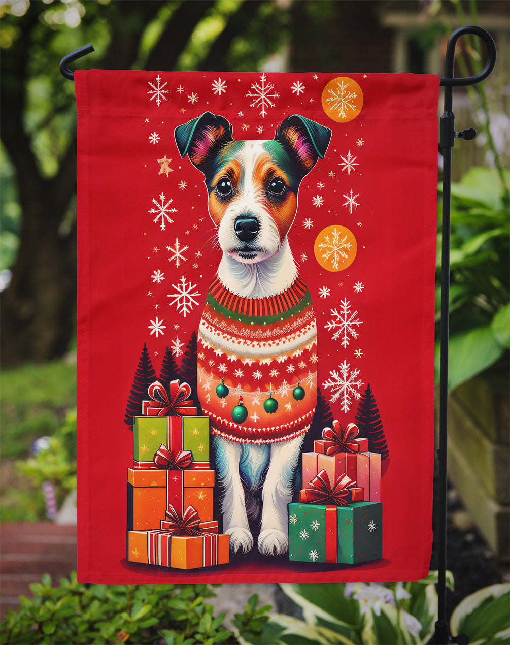 Jack Russell Terrier Holiday Christmas Garden Flag