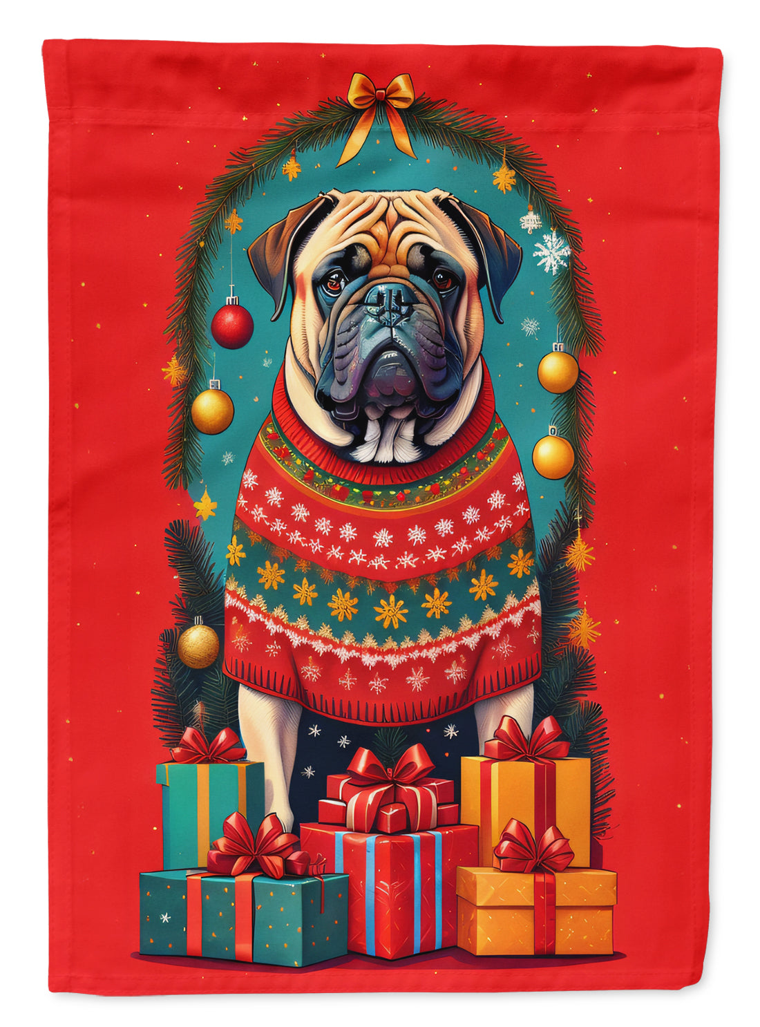 Buy this Mastiff Holiday Christmas House Flag