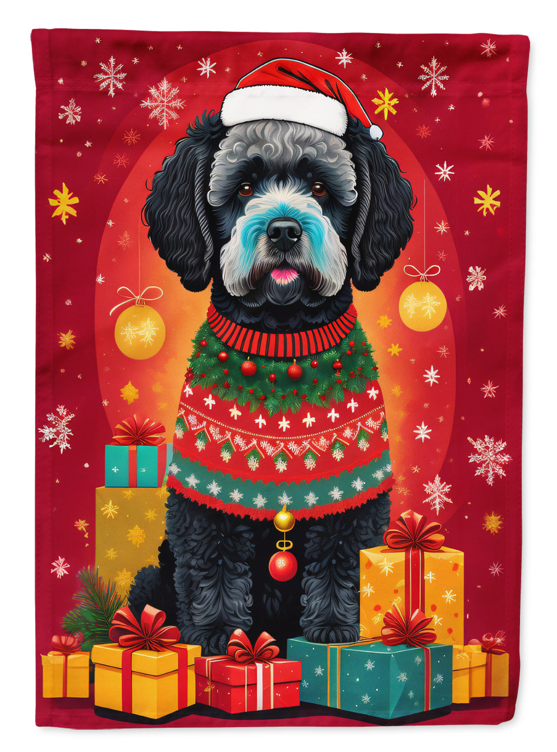 Buy this Portuguese Water Dog Holiday Christmas House Flag