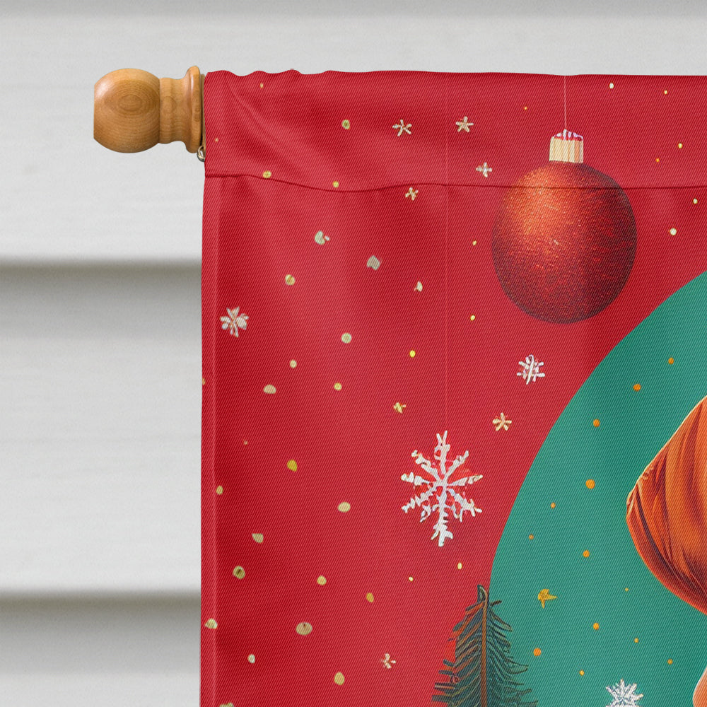 Red Redbone Coonhound Holiday Christmas House Flag
