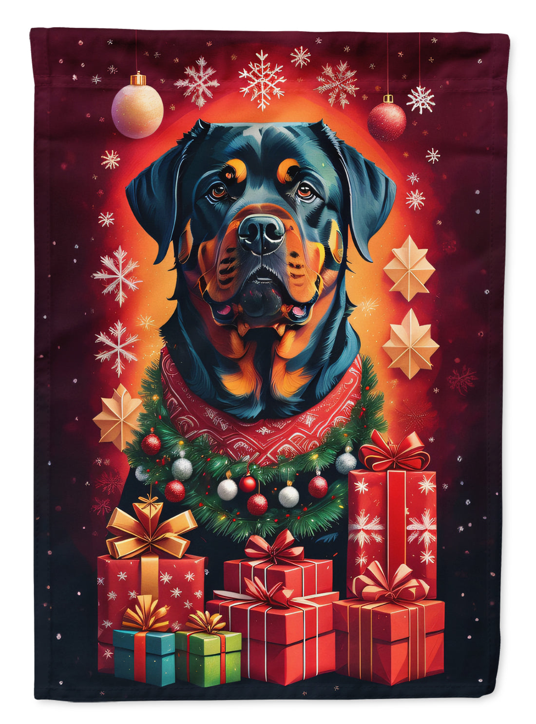 Buy this Rottweiler Holiday Christmas House Flag