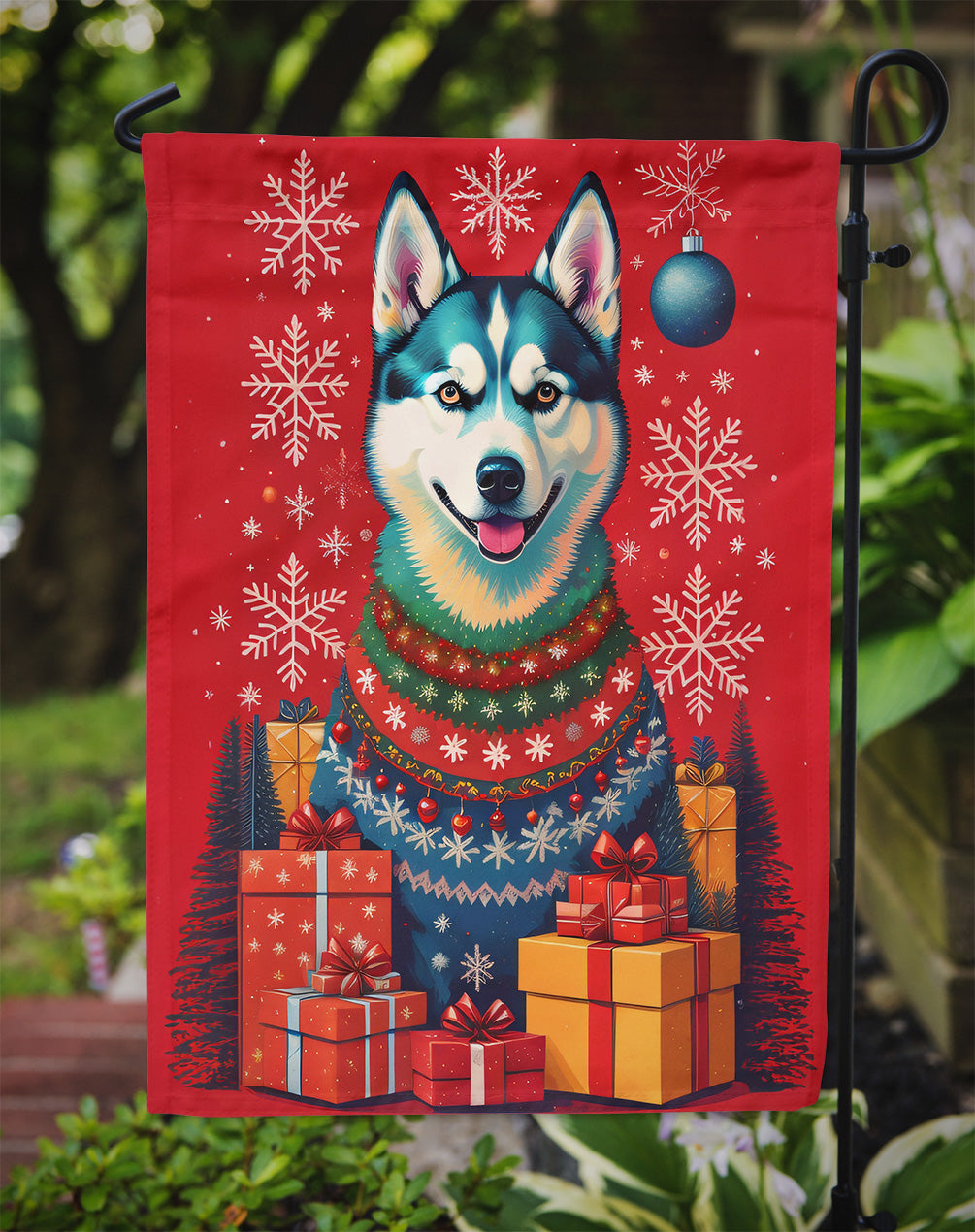 Siberian Husky Holiday Christmas Garden Flag