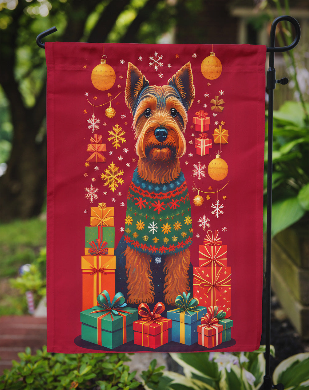 Welsh Terrier Holiday Christmas Garden Flag