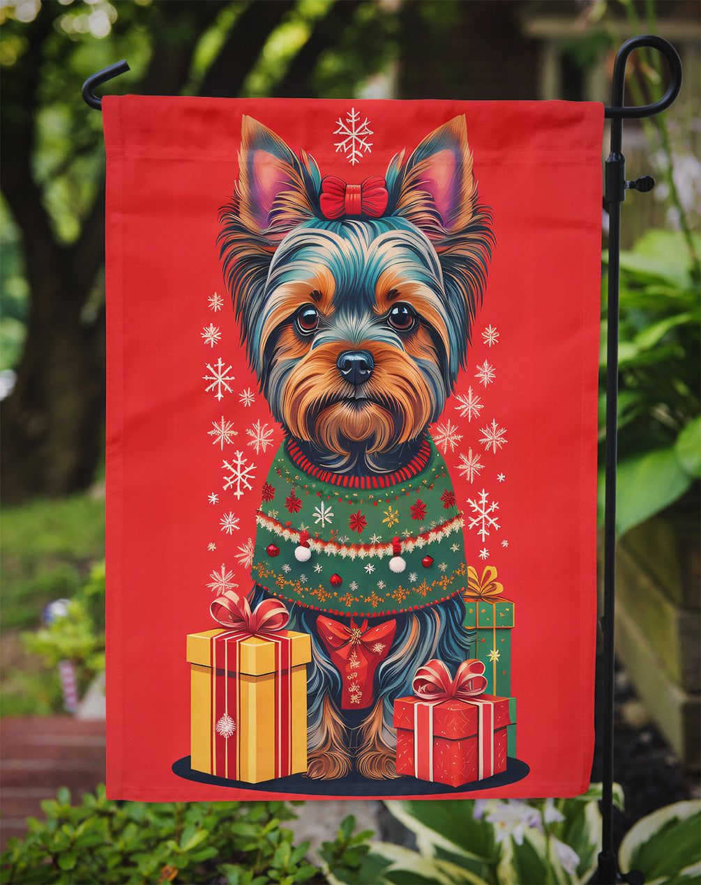 Yorkshire Terrier Holiday Christmas Garden Flag