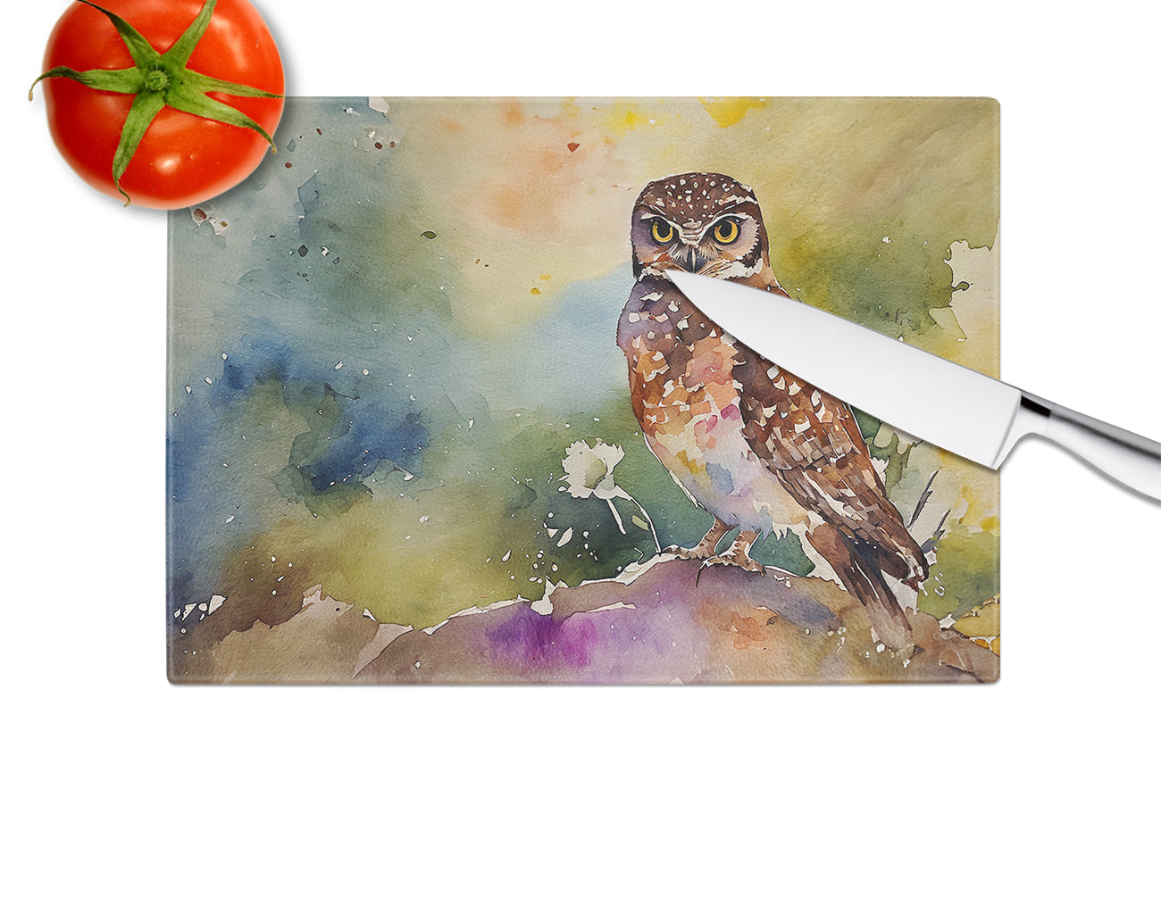 Burrowing Owl Glass Cutting Board