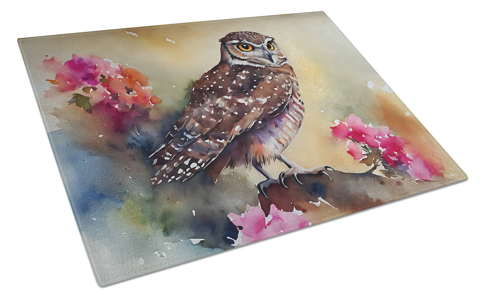 Buy this Burrowing Owl Glass Cutting Board